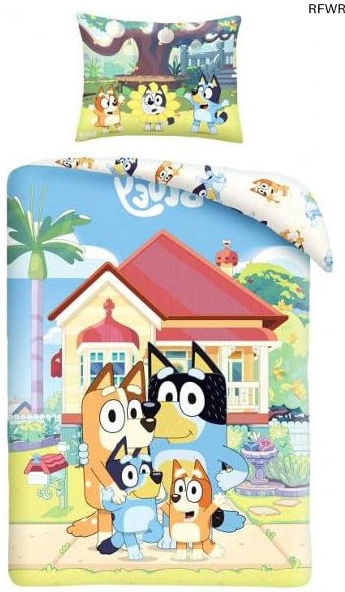 RFWR Omkeerbare beddengoedset 140 x 200 cm met hondenthema en kussensloop 70 x 90 cm Meerkleurig