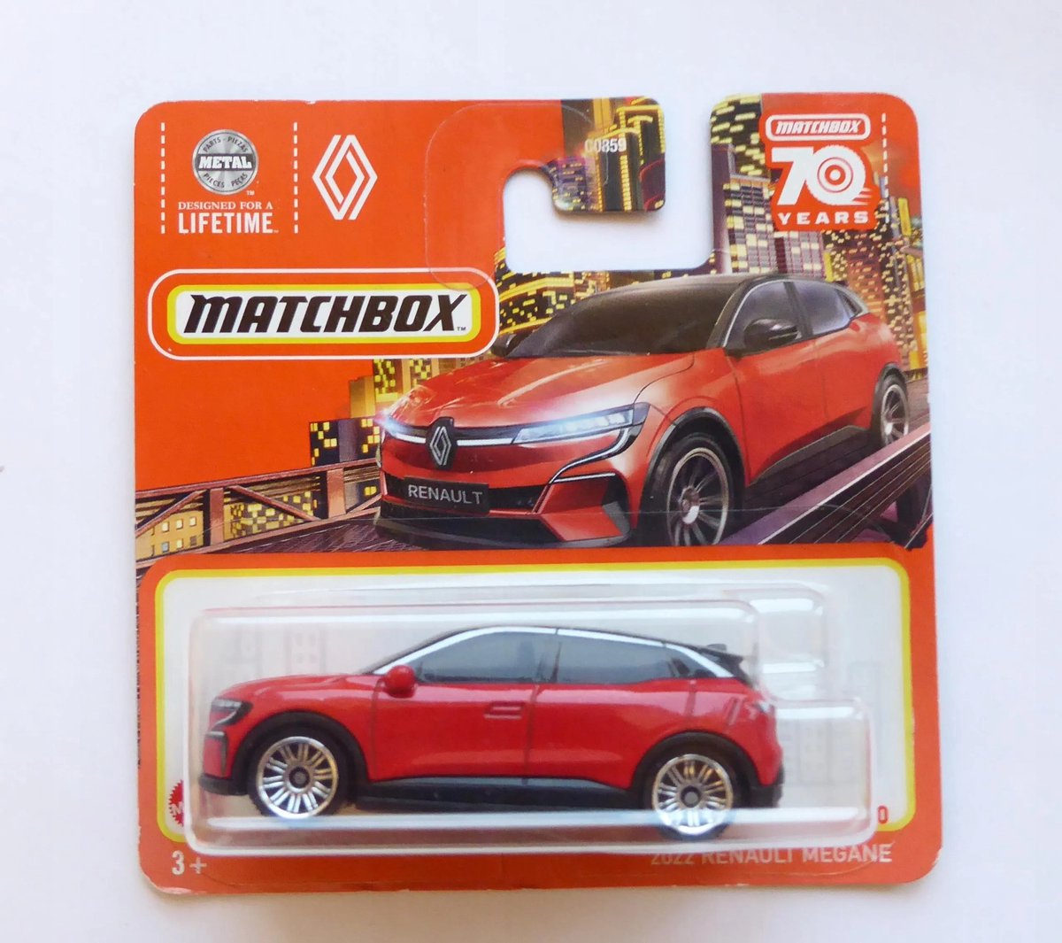 MATCHBOX 2022 RENAULT MEGANE RED 100-100 HLC69 1:64 METAL SHORT CARD