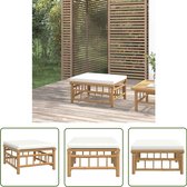 vidaXL Tuinvloerkleden - Bamboetuinstoel - Tuinvoetenbank met kussen bamboe crèmewit - Buisjes Bank - Lounge Stoel - Terrasdecoratie