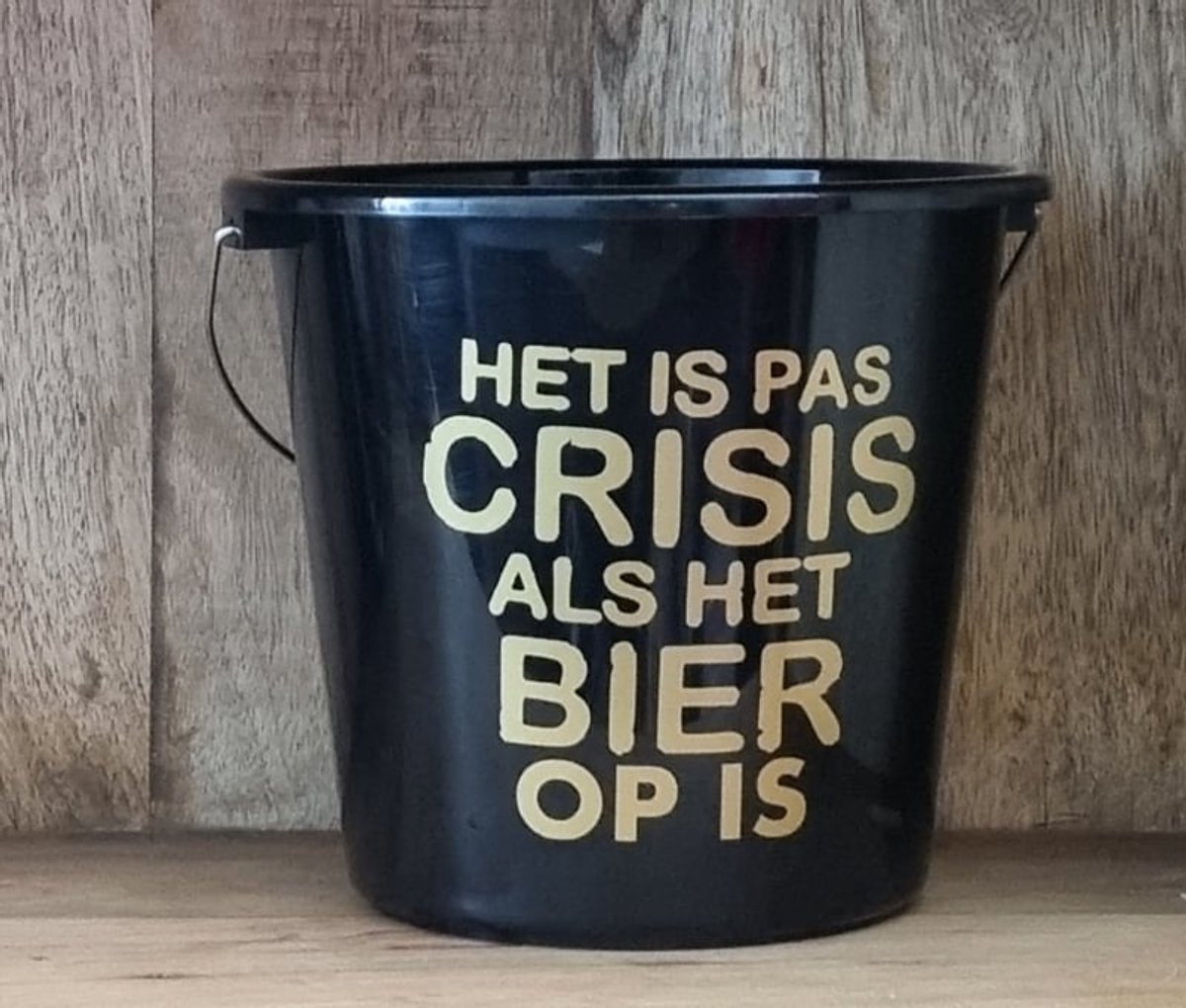 Cadeau emmer - Het is pas crisis als de Bier op is - Bouwemmer 12 Liter