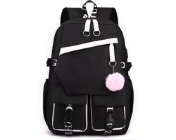 Schooltas-schooltas meisje-schooltas jongen-schooltas dames-Schoolrugzak - Boekentas voor tienermeisjes - Rugzak van 15,6 inch - Casual laptoprugzak voor dames - Rugzakken voor studenten - Zwart en wit - 30L - 29x15x44cm