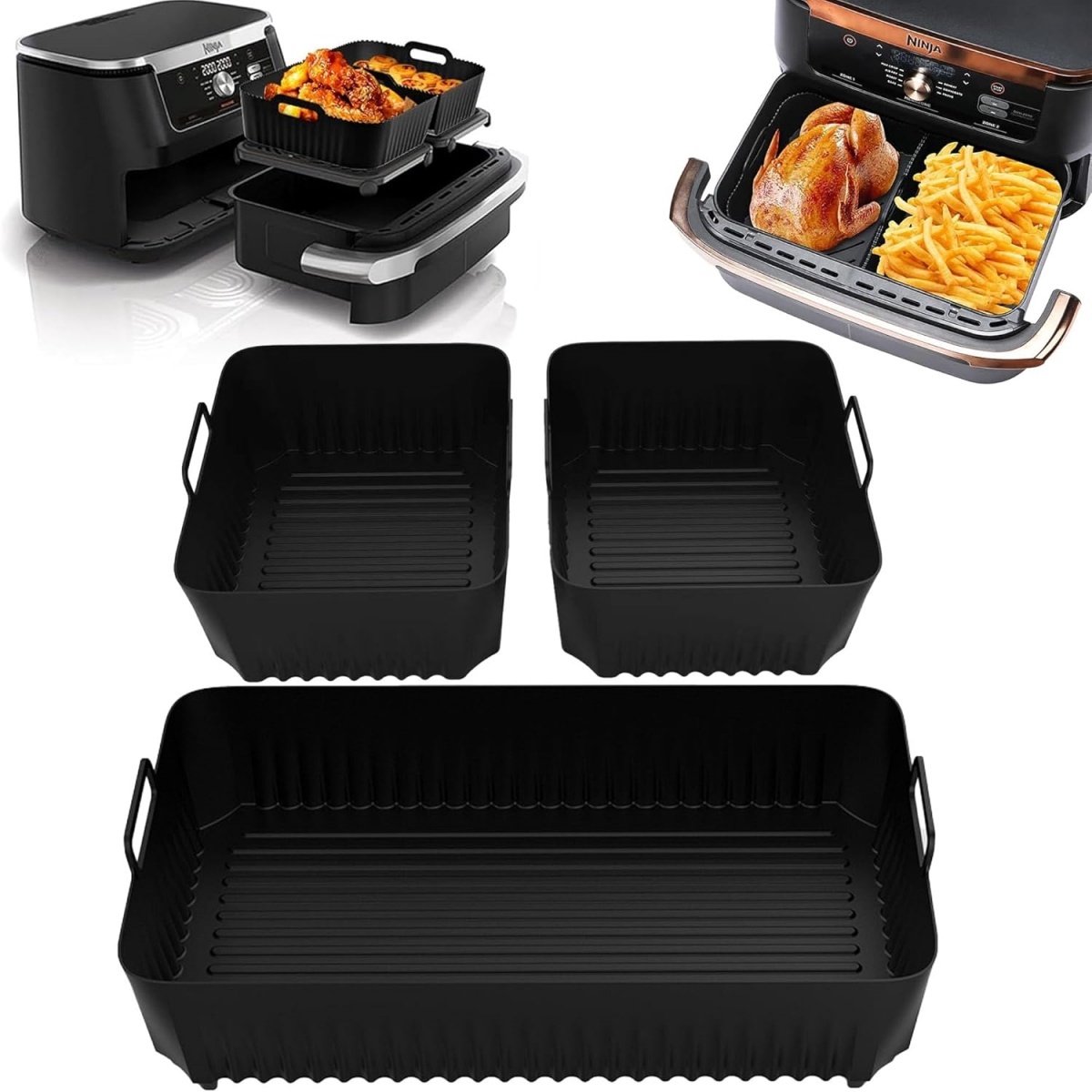 EXCITAT Airfryer-mallen - Airfryer-accessoires - Siliconenmallen - Geschikt voor Ninja Airfryer - 3 stuks
