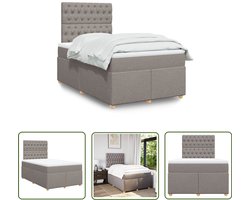 vidaXL Boxsprings - Boxspring - Boxspring met matras stof taupe 120x200 cm - Matras - Matrassen - Bed Frame