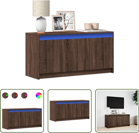 vidaXL Tv-meubel met LED 139,5x34x50 cm bewerkt hout zwart, tv