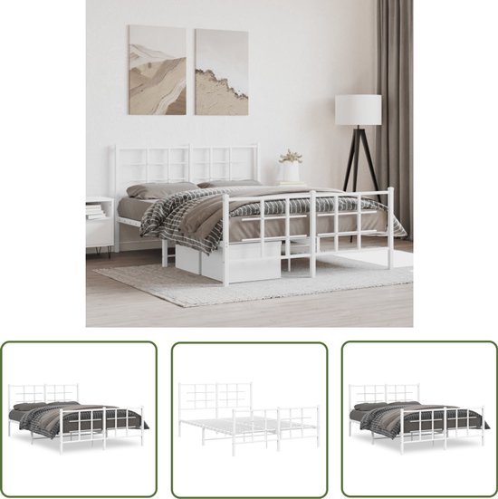 Bedframe met hoofd- en voeteneinde metaal wit 140x200 cm kopen