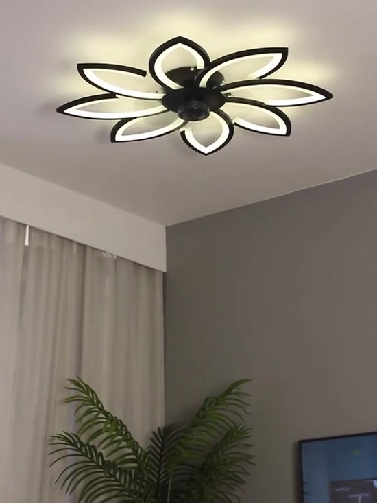 LED Plafondventilator met Verlichting,Creativiteit 5 Vlammen,Stille Dimbare Ventilator Licht Plafondlamp met Afstandsbediening en APP-bediening LED Plafondventilator met Verlichting,Creativiteit 5 Vlammen,Stille Dimbare Ventilator Licht Plafondlamp met Afstandsbediening en APP-bediening