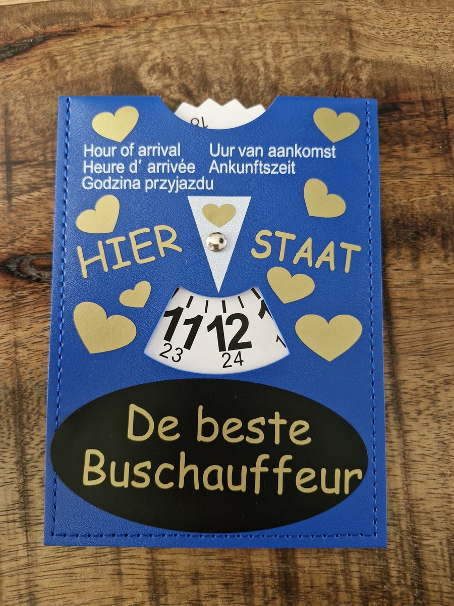 Parkeerschrijf met tekst- Hier staat - De beste Bus Chauffeur - blauwe zone- parkeerkaart- blauweschijf