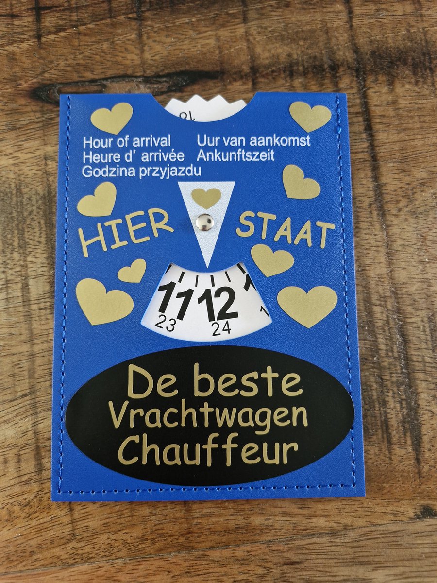 Parkeerschrijf met tekst- Hier staat - De beste Vrachtwagen chauffeur - blauwe zone- parkeerkaart- blauweschijf
