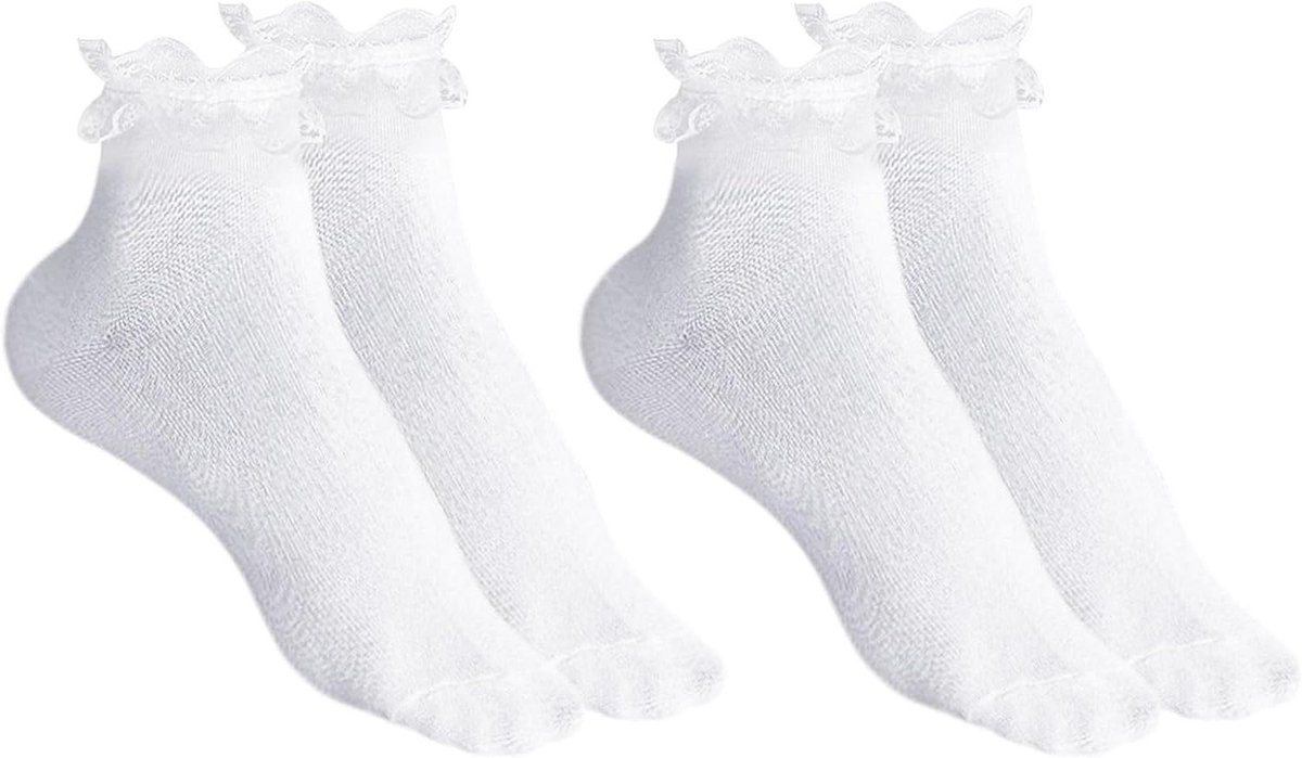 JK Home 3 paar vrouwen ruches kanten sokken, ultradunne elastische transparante mesh schattige visnet holle enkelsokken, 3 paar #T, Eén maat