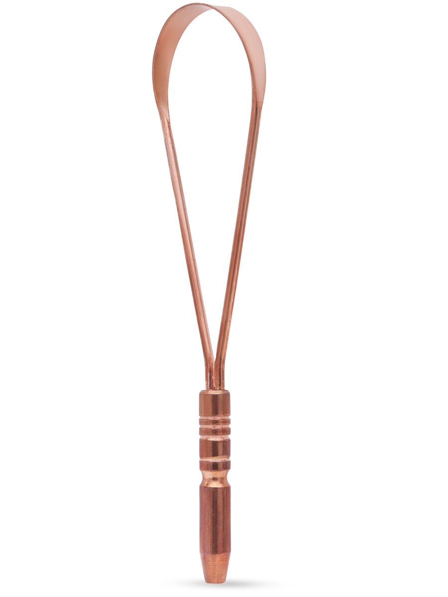 Tongreiniger (tongschraper) van koper, 'single handle', Sattva