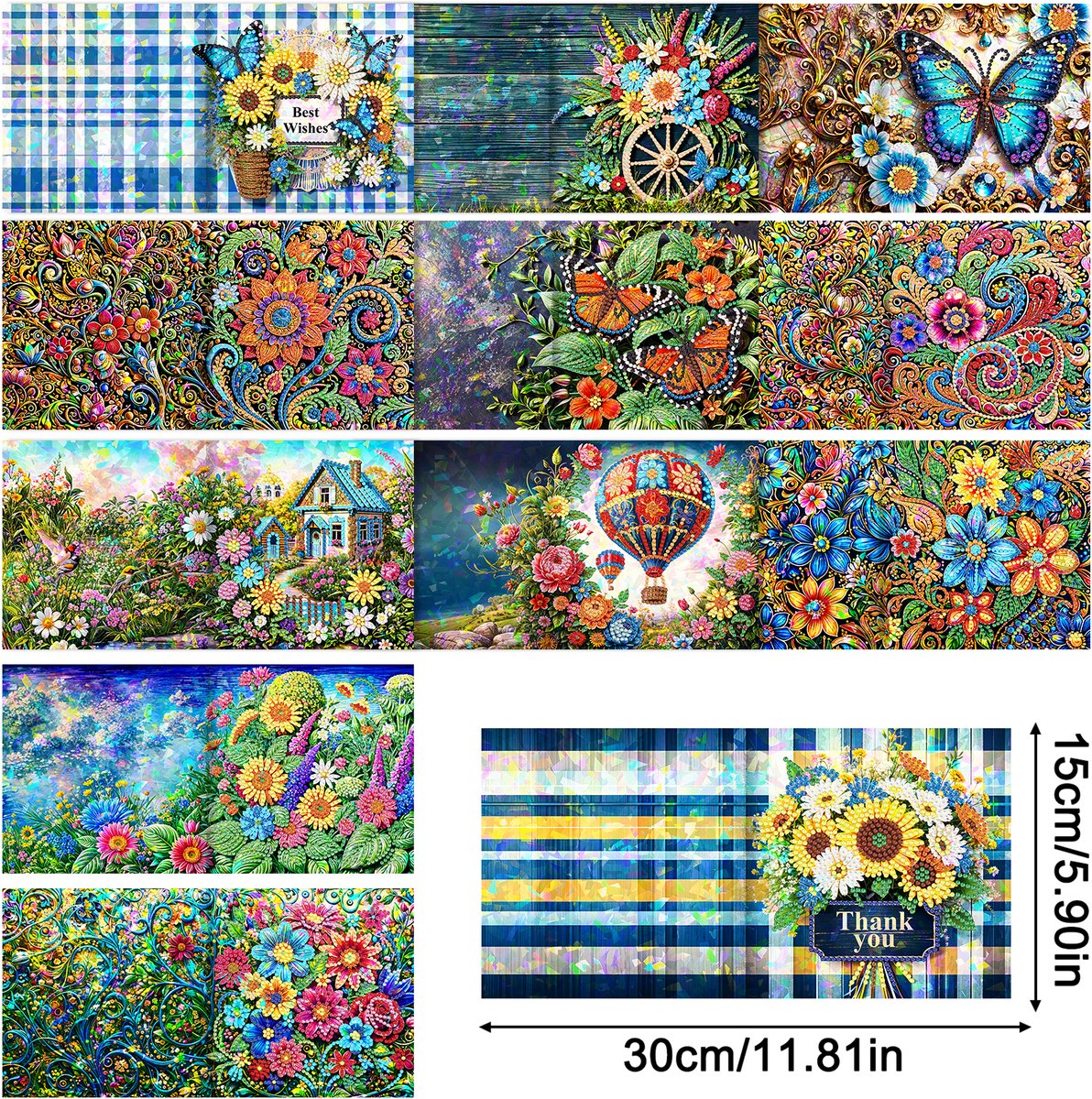 Adorzy Diamond Painting Kaarten – 12 Wenskaarten met envelop - Diamond Painting Volwassenen – Diamond Painting Volledig Pakket — afbeelding 3