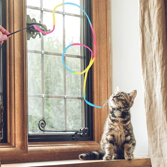 Kireida® 8 stuks kattenveren speelgoed, vervanging, kattenverenspeelgoed voor katten zonder chemische kleurstoffen, inclusief navullingen voor natuurlijke kattenveren
