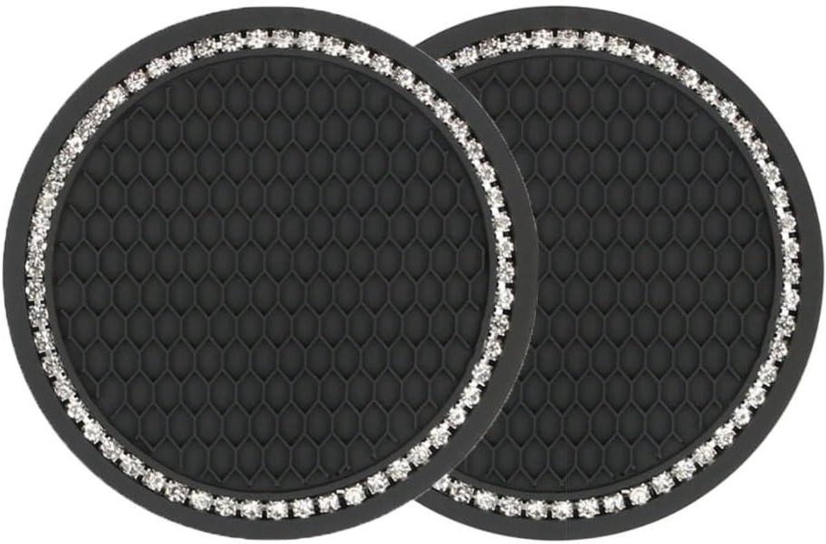 Allecto Plus - Auto-bekerhouders Set van 2 stuks - Onderzetters voor Koffiekopjes - Antislip Siliconen - Zwarte Bekerhouder Auto-Onderzetter - Afmetingen 7 x 7 cm