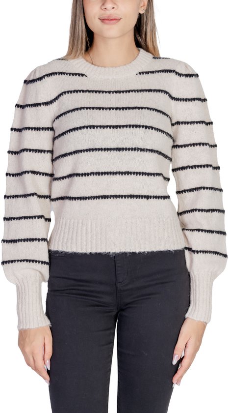 Jacqueline de Yong Trui Jdysigrid Life L/s On Puff Pull Knt 15304813 Cement Black Dames Maat - XL