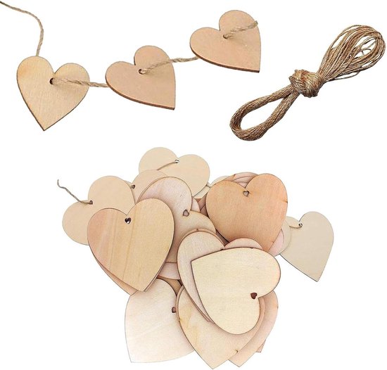 Chaks Decoratie boomschijf met schors - 2x - hout - D34 x H4 cm - rond