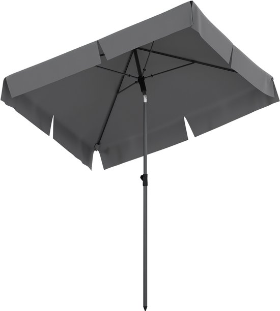LifeGoods Parasol - Balkonparasol - 200x125cm - 30° Kantelbaar - Waterdicht - met Hoes - Donkergrijs
