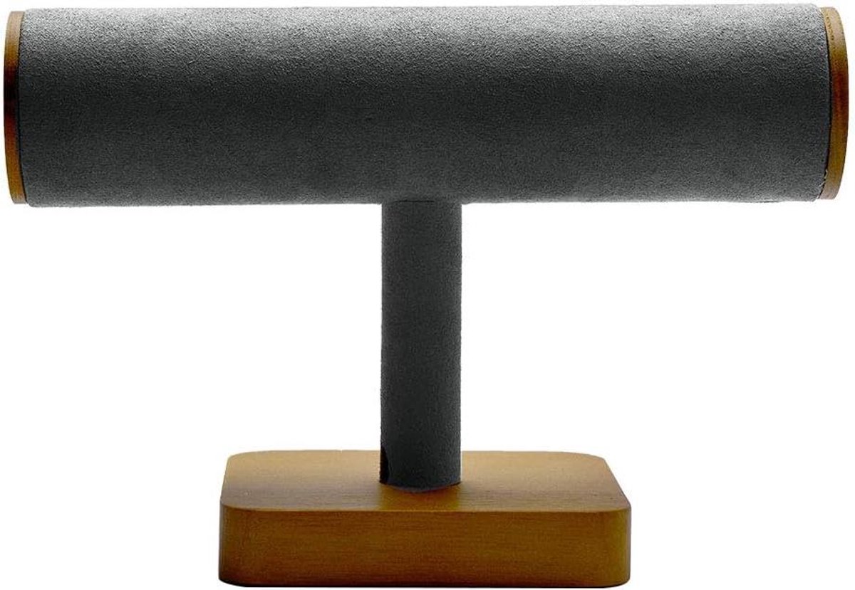 Massief houten display rack voor horloges en hoofdbanden - Stijlvolle showcase voor thuis- en professioneel gebruik met microvezel bekleding