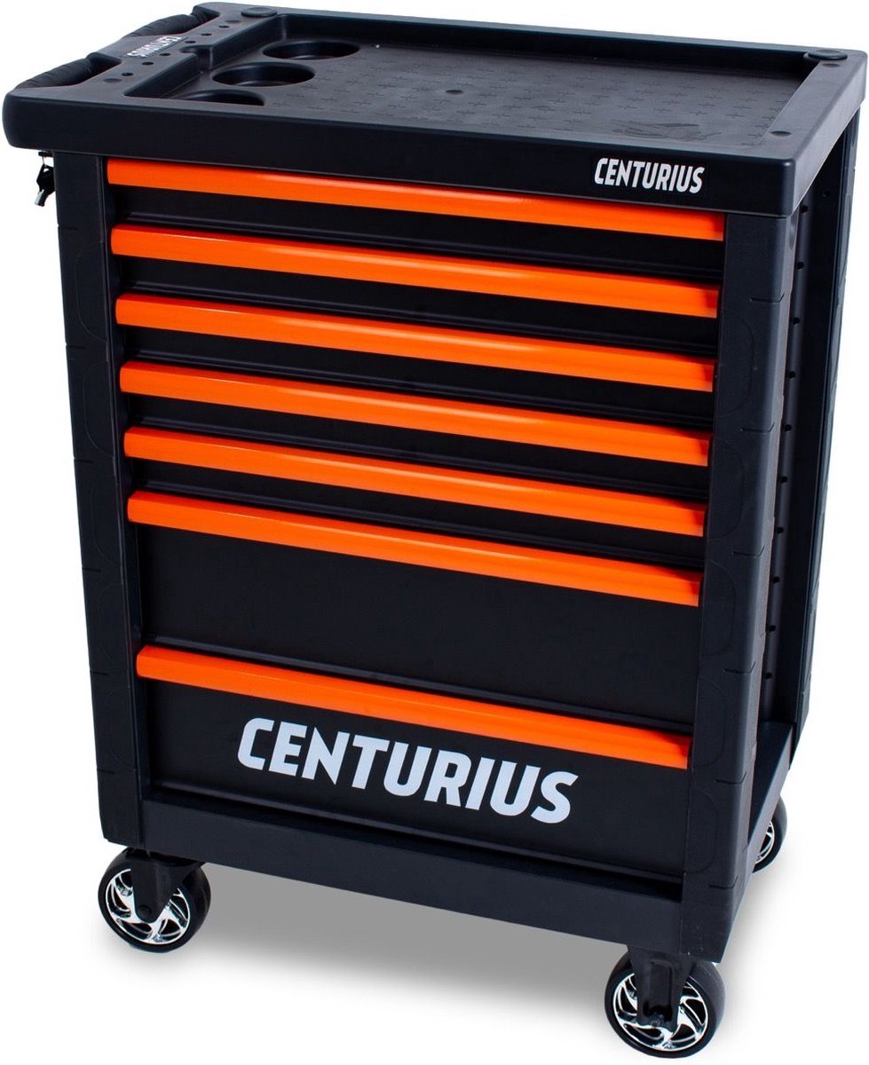 Gereedschapswagen Gevuld – 255-delig All-in-One Werkstation – 7 Lades met Softmodule – Afsluitbaar met Cilinderslot – Mobiel met Remwielen & Gatenbord | Centurius