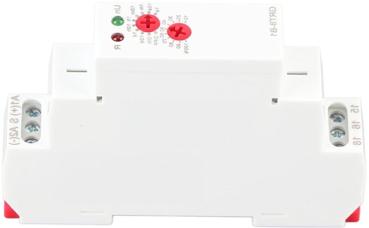Mini power off delay relay voor DIN rail montage 12V ~ 240V - single function set met paneelknop