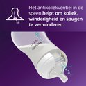 Philips Avent babyfles met antilekventiel in de speen, vermindert koliek en spugen.