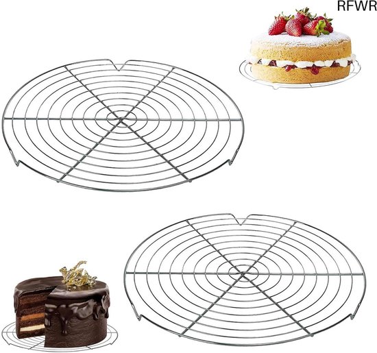 RFWR® Rond Koelrooster 30 cm - Set van 2 - Roestvrij Staal - Taartkoelrooster voor Keukenaccessoires