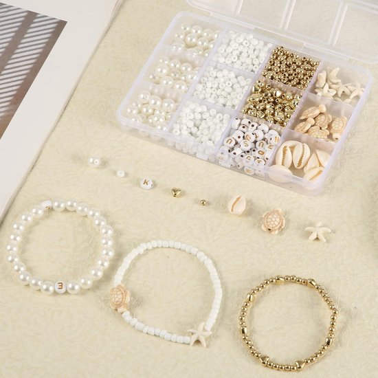 SUNNYCLUE Kit De Fabrication De Bracelets Sur Le Thème De L'Océan - 6 Ensembles Avec Perles D'Étoile De Mer, Tortue, Breloques De Coquillage Boho Hawaii Et Décorations Bleues