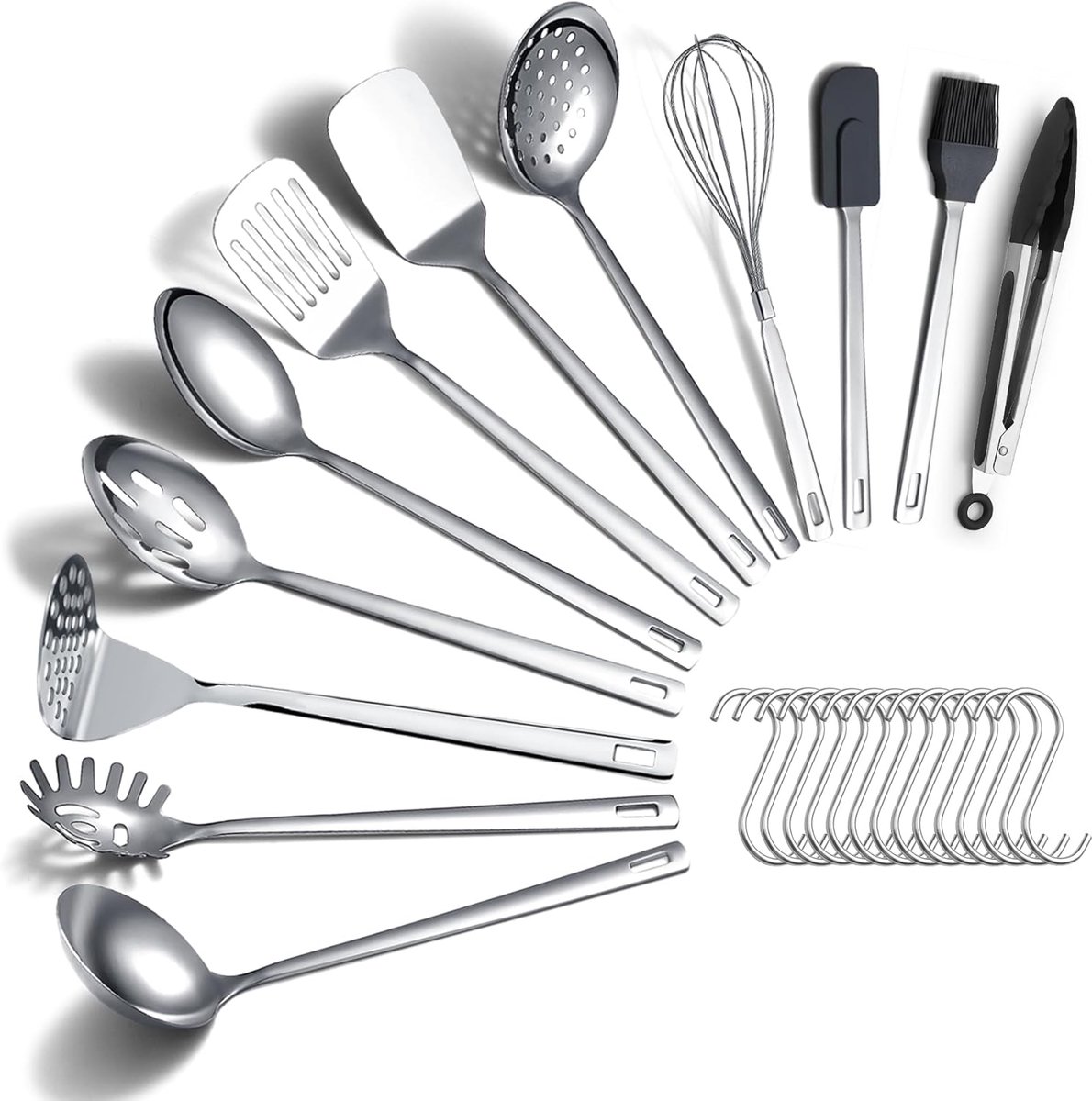 - kookgereiset 26-delig -keukengereedschapsset met haken, metalen spatelset