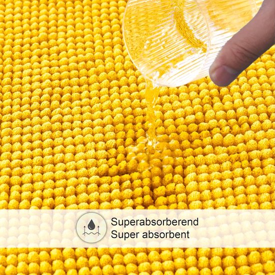 Anti-Slip Badmat Soft Chenille - Super Absorberend - 1 stuk - Geel - 45x45 cm
