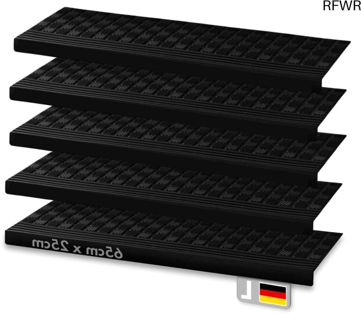 RFWR Antislip rubberen trapmatten voor binnen en buiten – 5 stuks met schuine rand, 65 x 25 cm, verschillende designs diamond