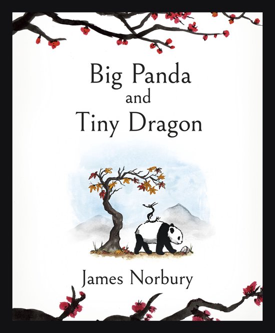 Boekomslag van 'Big Panda and Tiny Dragon' door James Norbury, met een panda en draak onder een boom.