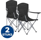 ACAZA Campingstoel - Luxe Campingstoelen Set van 2 - Strandstoel - Draagvermogen 150 kg - Klapstoel - Kampeerstoel - Vouwstoel - Camping - Strandstoel Opvouwbaar - Kamperen - Visstoel - Zwart