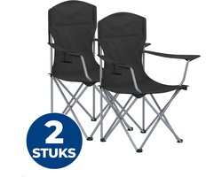 ACAZA Campingstoel - Luxe Campingstoelen Set van 2 - Strandstoel - Draagvermogen 150 kg - Klapstoel - Kampeerstoel - Vouwstoel - Camping - Strandstoel Opvouwbaar - Kamperen - Visstoel - Zwart