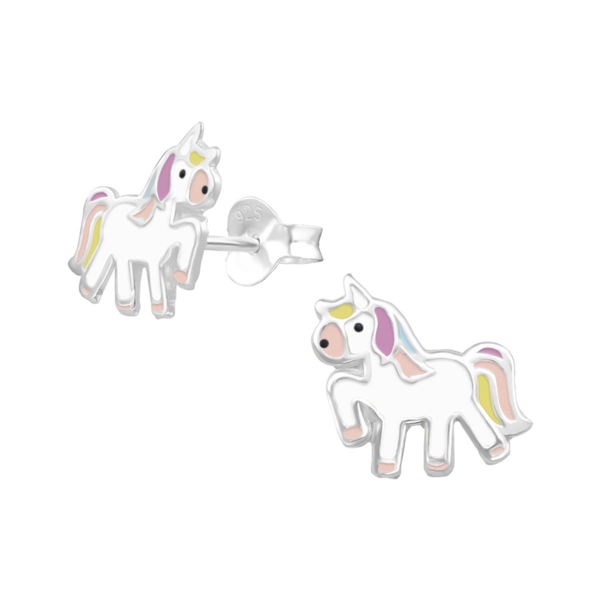 Oorbellen - Kinderoorbellen - 925 Sterling Zilver - Zilver - Unicorn - Eenhoorn