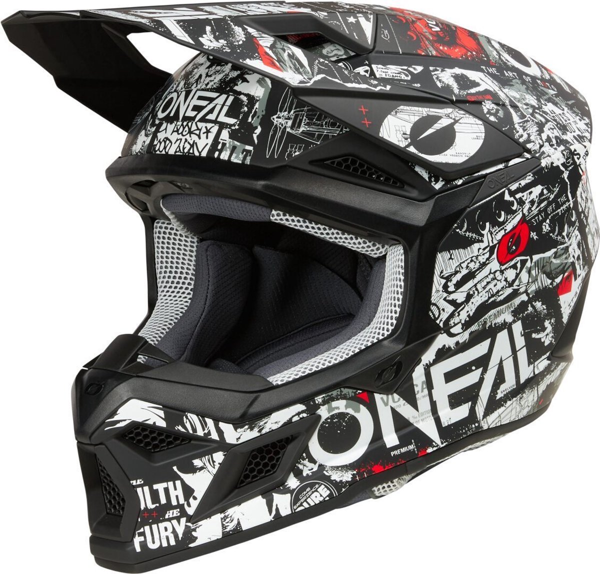 O'NEAL 3SRS Attack Black White Motocross Helmet - Maat S - Helm