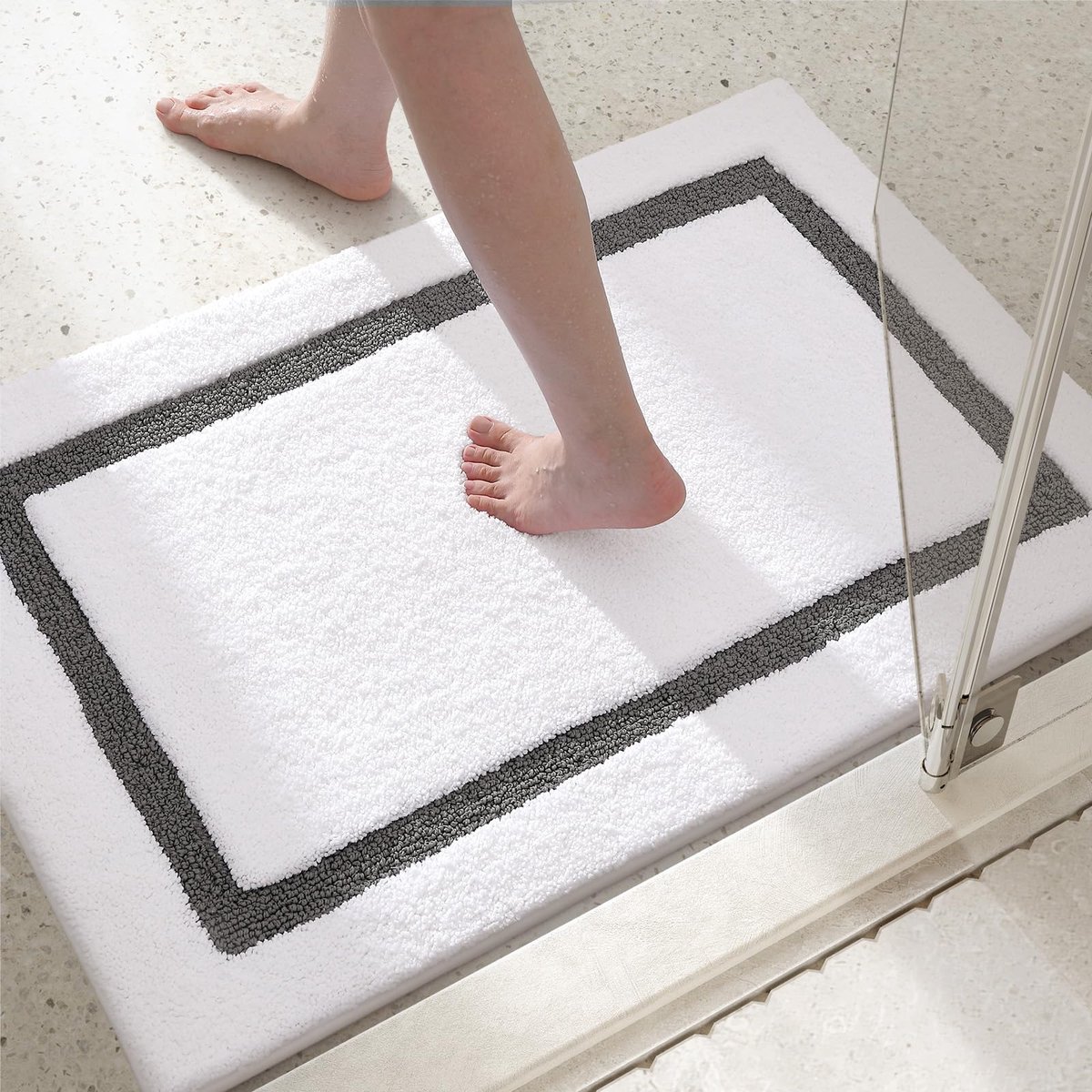 Ibenzoa® Extra Zachte Grijze Badkamermat van Microvezel, Antislip en Sneldrogend, 61 x 91 cm
