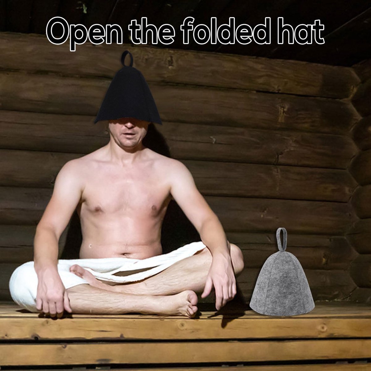 Impact Life Sauna Caps voor Mannen Vrouwen - 2Pcs Wol Vilt Russische Banya Sauna Hoed thumbnail 3