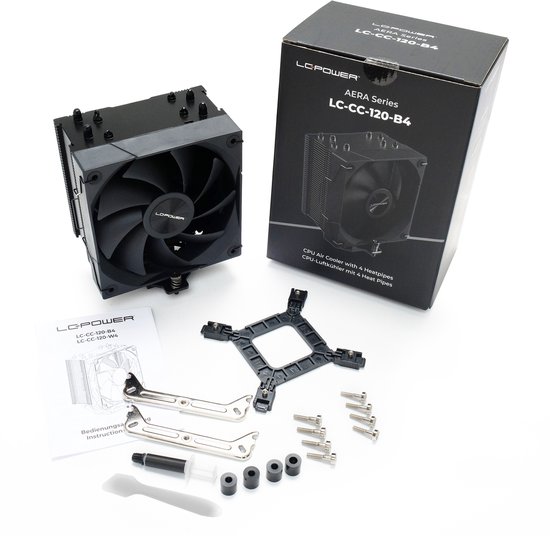 Refroidisseur de processeur - Zwart - 4 caloducs en cuivre Intel LGA 1851/1700/1120/115x - AMD5/4 - TDP 190 W - 89,5 pi³/min - Ventilateur 120 mm FDB - PWM 4 broches - 35,3 dB(A)