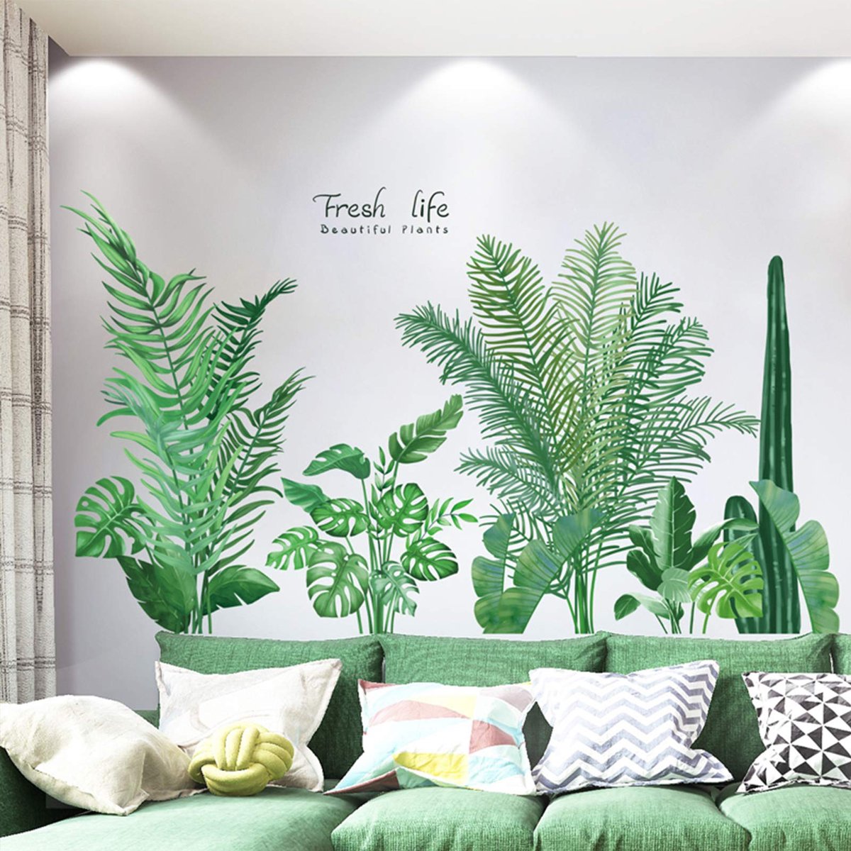 DIY Muurstickers met tropische planten, TANOSAN Groene plantenbladeren, Schildpaddenblad Muurstickers, Muurdecoratie voor Woonkamer, Slaapkamer, Hal, Koelkast (Groen)