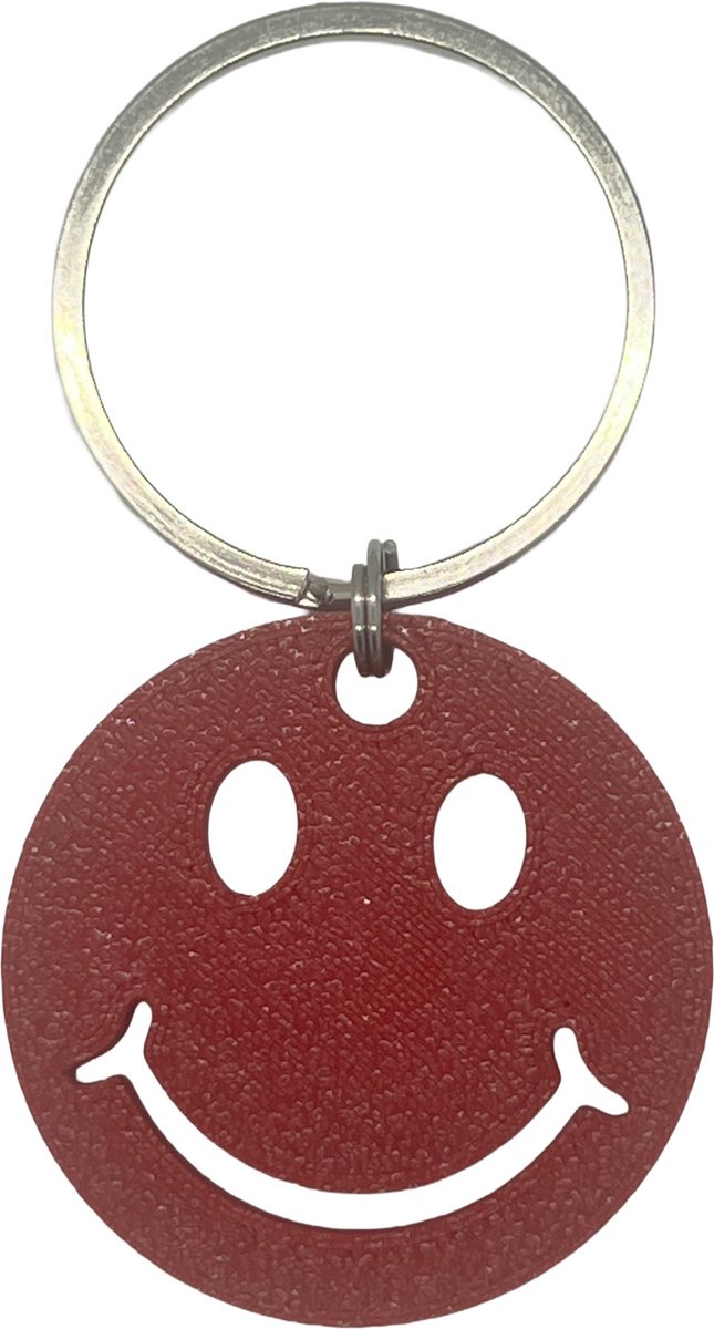 Smiley sleutelhanger Bordeaux Rood 4 cm