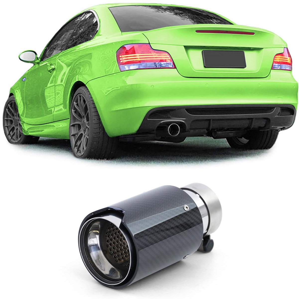 Uitlaatsierstuk Sportuitlaat Carbon Zwart Geschikt voor BMW 1 Serie E81 E82 E87 E88