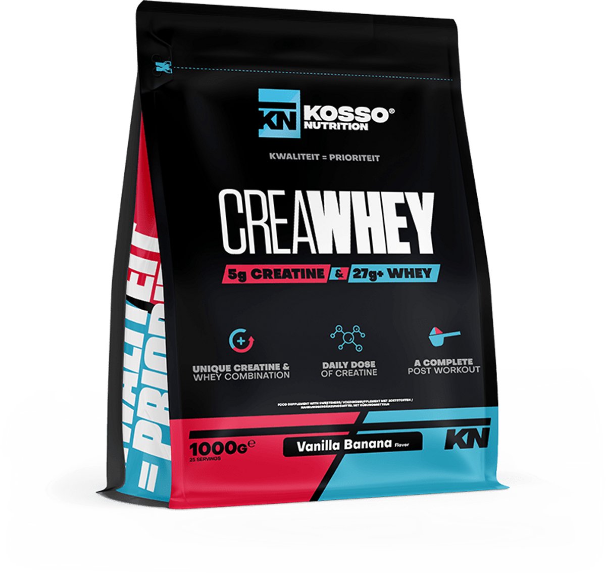 Kosso Nutrition – CreaWhey – Creatine & Eiwit – Banana Strawberry – Spieropbouw & Kracht – 1kg
