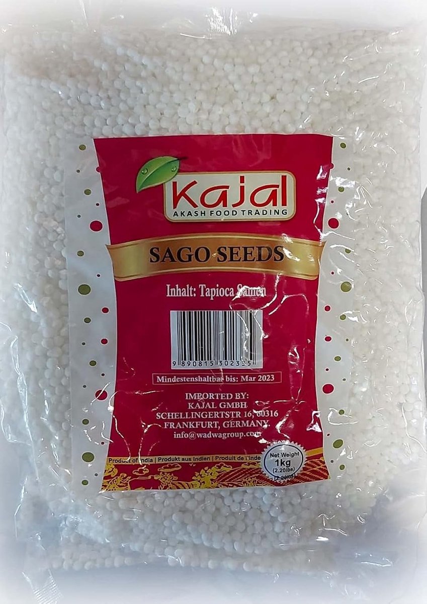 Sagoparels – 100% Tapioca, Glutenvrij & Energiegevend | Ideaal voor Ontbijt, Desserts & Fasting – 1kg met Kajal Sticker