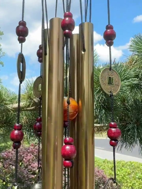 Astarin Tempelwindgong voor tuin, rood koperen windgong buiten met 3