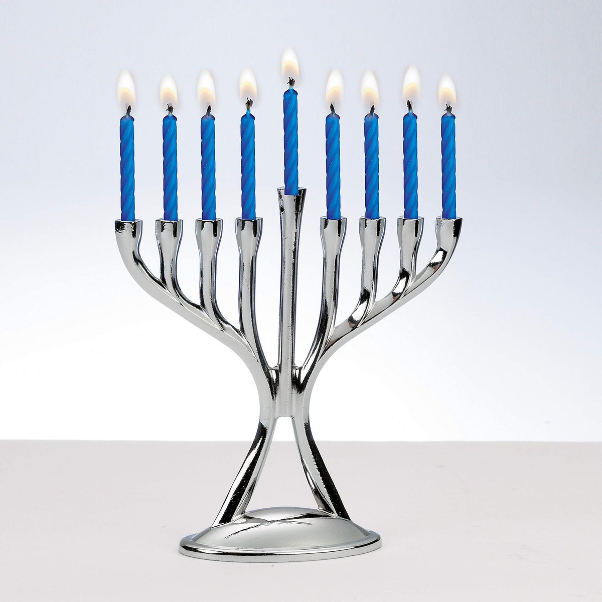 Rite Lite Menorah Chanoeka-kaarsen, modern, gepolijst, zilver, 11,4 cm hoog