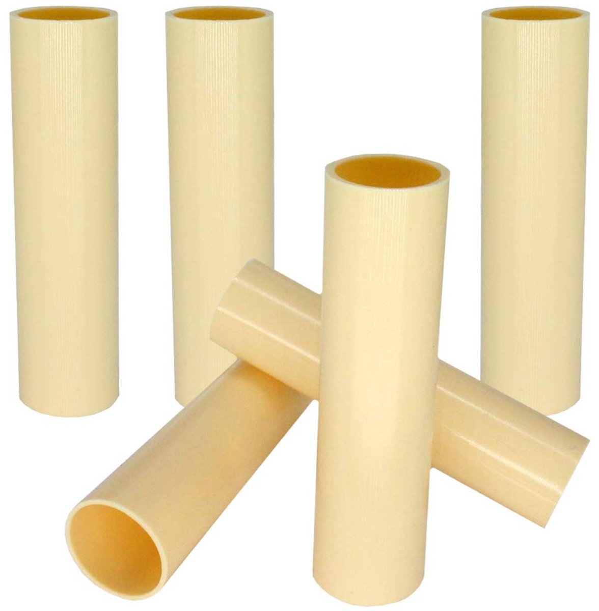 6x kunststof huls kaarshuls 100mm crèmekleurig glad voor E14 kaarsfittingen 24mm