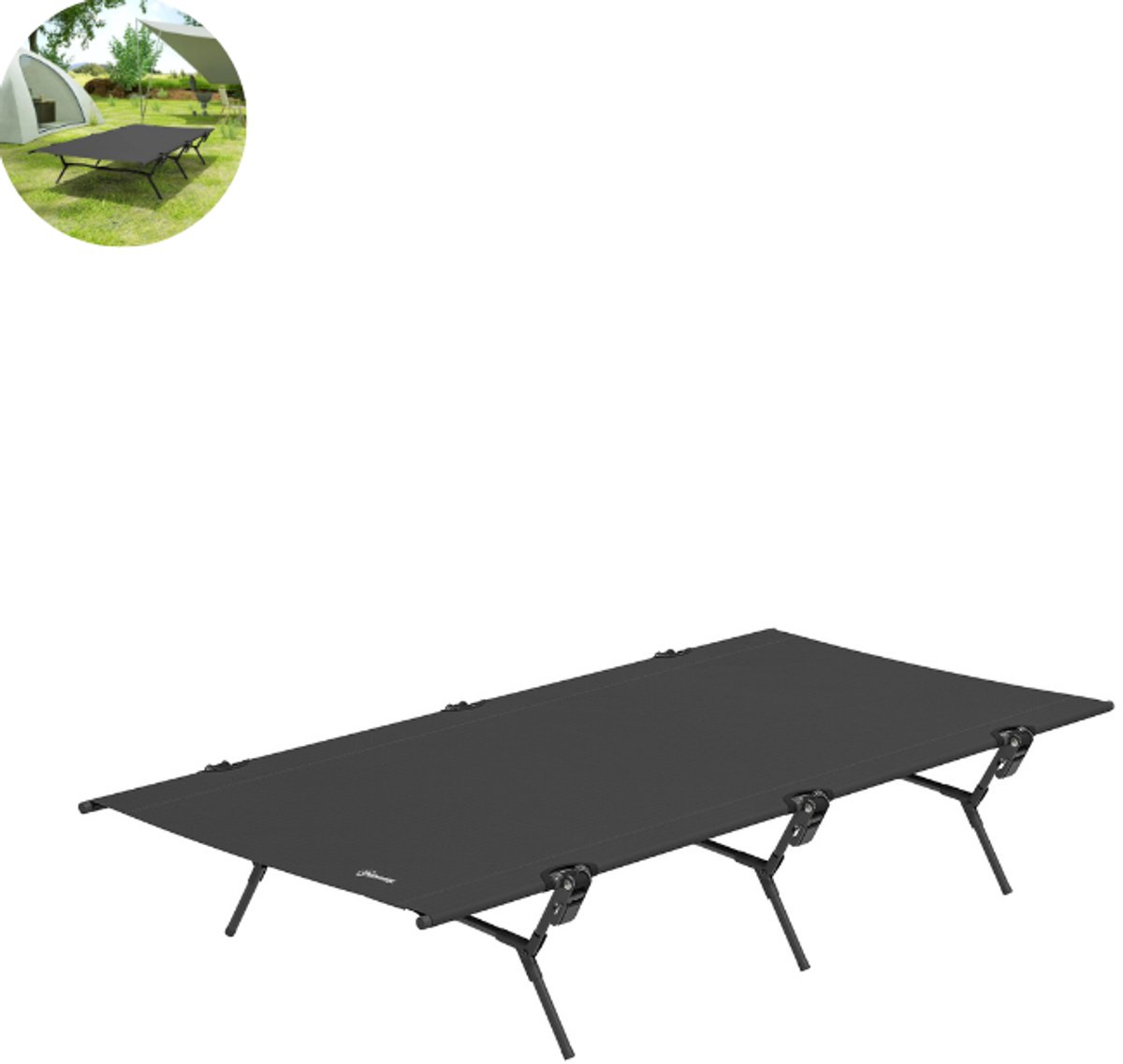 Veldbed - Kampeerbed - Vouwbed - Ligbed - Stretcher- Campingbedje - Opvouwbaar - 1 Persoons - Zwart