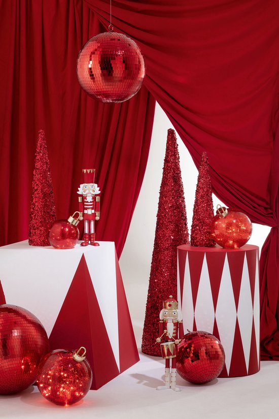 J-Line decoratie Discobal Spiegel - kunststof - rood - medium | bol