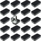 Boîte métallique à charnière SNQ - Rectangulaire - Lot de 20 - 95 × 60 × 20 mm - Boîte métallique vide avec charnières - Mini boîte métallique - Organiseur de rangement - Convient pour la maison, les voyages et le bureau - Zwart