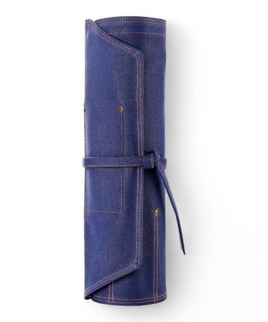 Sac à couteaux professionnel pour 8 Couteaux + ciseaux + poche zippée | Toile épaisse et accents de cuir | Coffret cadeau de Luxe fonctionnel et élégant - KAAMUT®