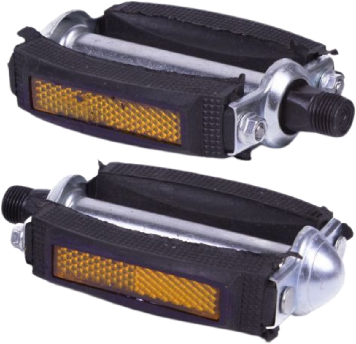 Klassieke Fietspedalen - Set Van Twee - Anti-Slip Fietspedalen Set met Reflectoren - Pedaal Zwart Zilver - Fiets Pedalen Trappers Fiets Pedaal - Fietstrappers - Losse Trappers - 2 STUKS - Pedalen